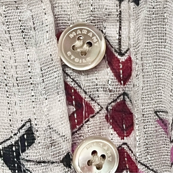 NEW Isabel Marant Salika Printed Cotton Blouse White/Pink/Silver S/S 23 Size 2 - Picture 8 of 12